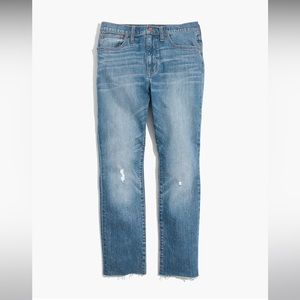 Madewell The High-Rise Slim Boyjean in Dover Wash: Raw-Hemmed Edition